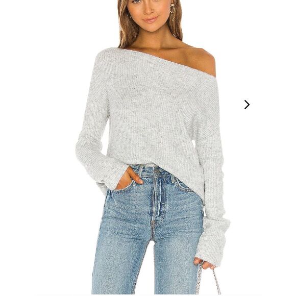 Lovers and Friends Alayah Off Shoulder Sweater Grey $158 M - Picture 1 of 9
